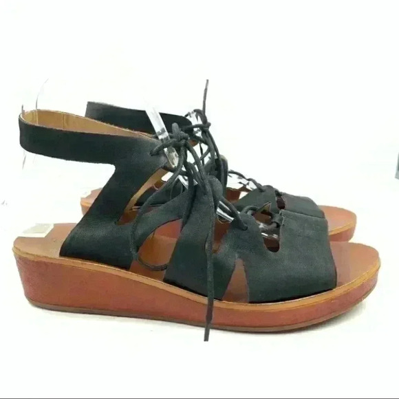 Lucky brand sandals Haley size 8 38 black leather - Picture 1 of 12